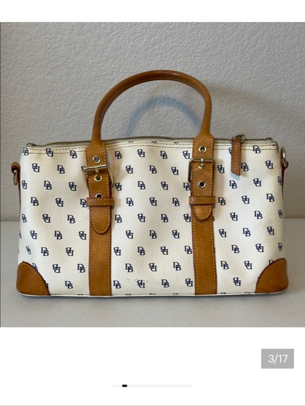 Vintage Y2K Dooney Bourke Monogram Satchel Blue&Tan w Accesories